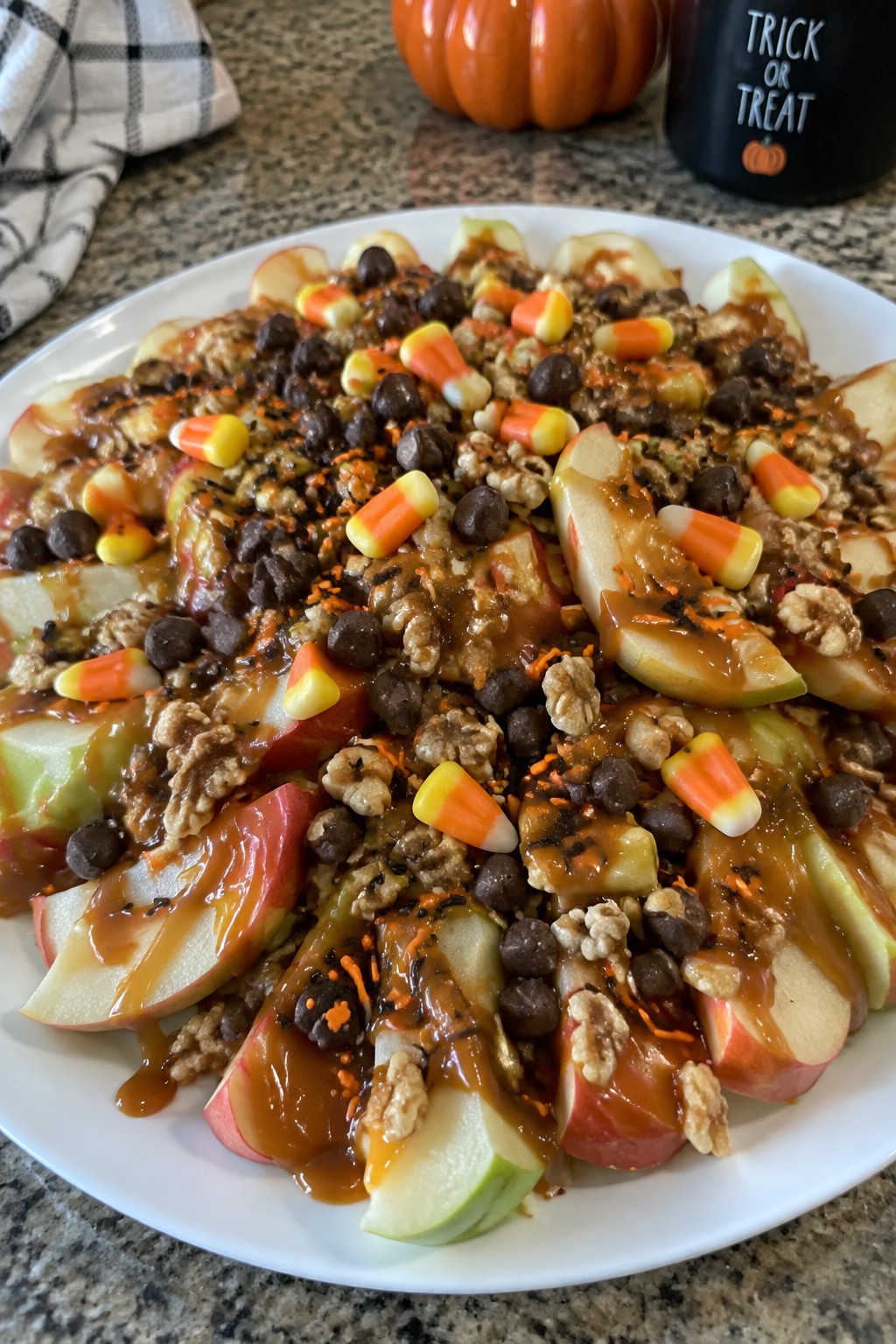 Caramel Apple Nachos with Toppings