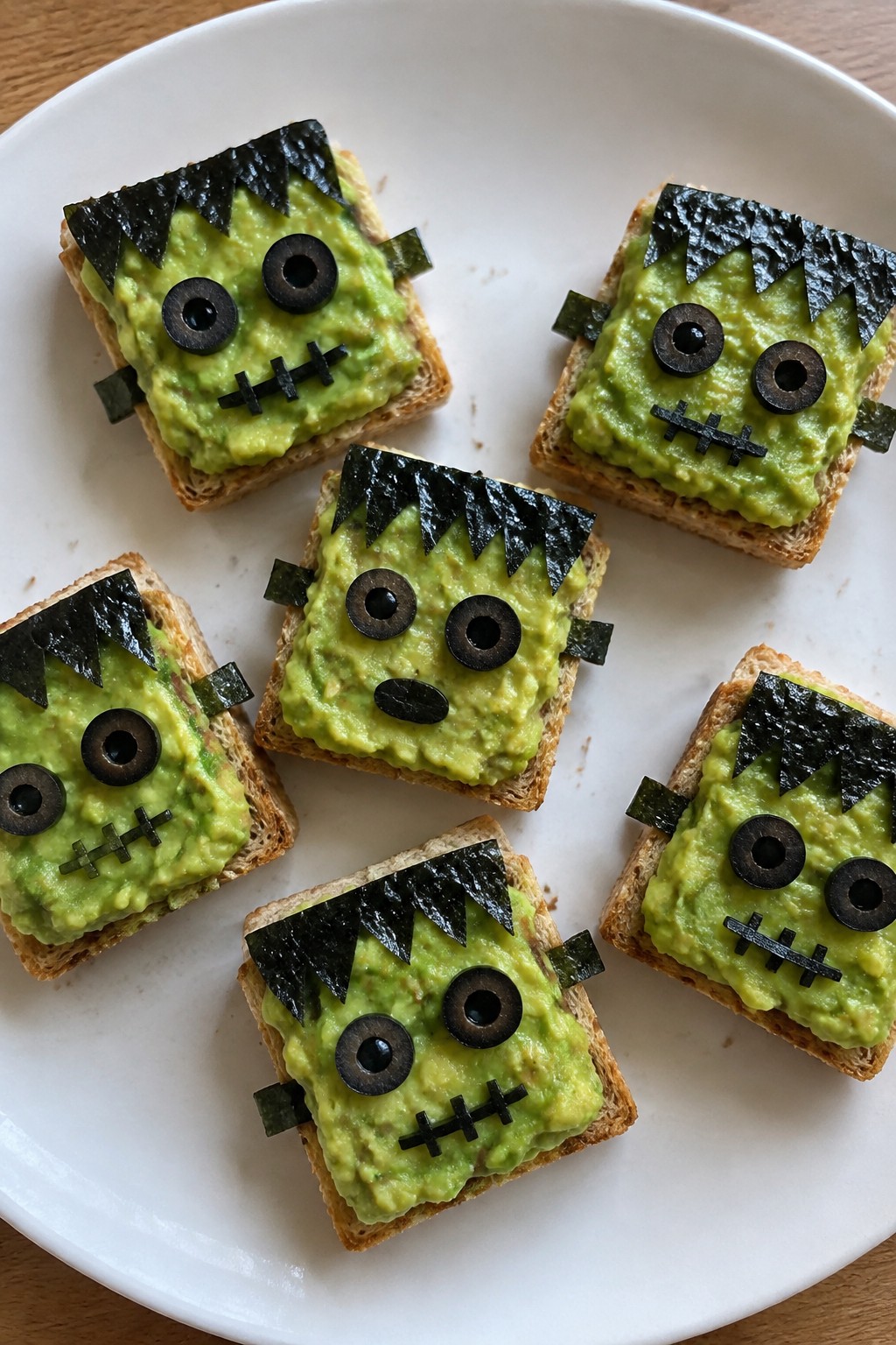 Frankenstein Avocado Toast Bites