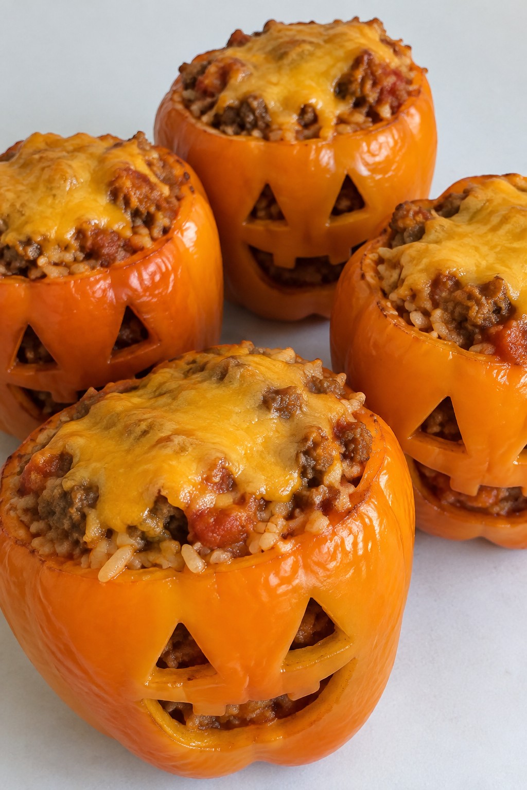 Jack-o'-Lantern Stuffed Bell Peppers