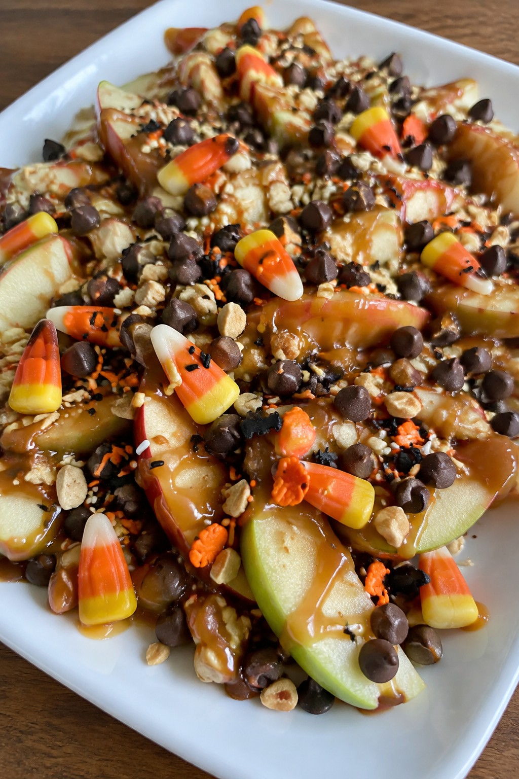 Caramel Apple Nachos with Toppings