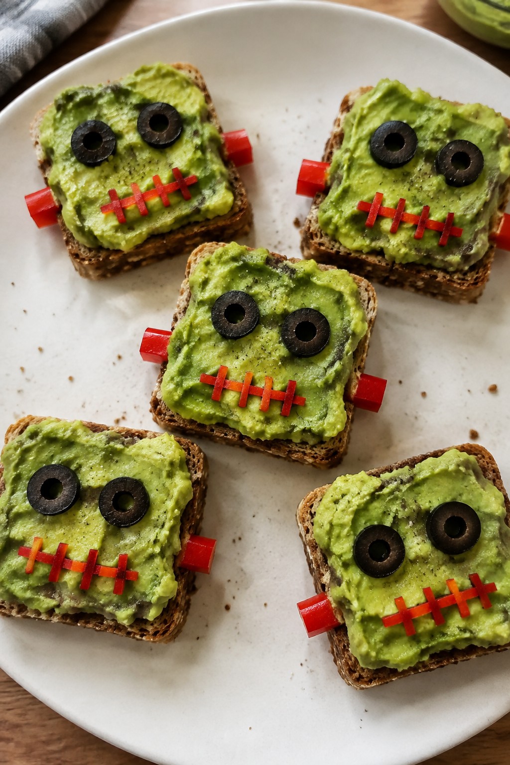 Frankenstein Avocado Toast Sliders