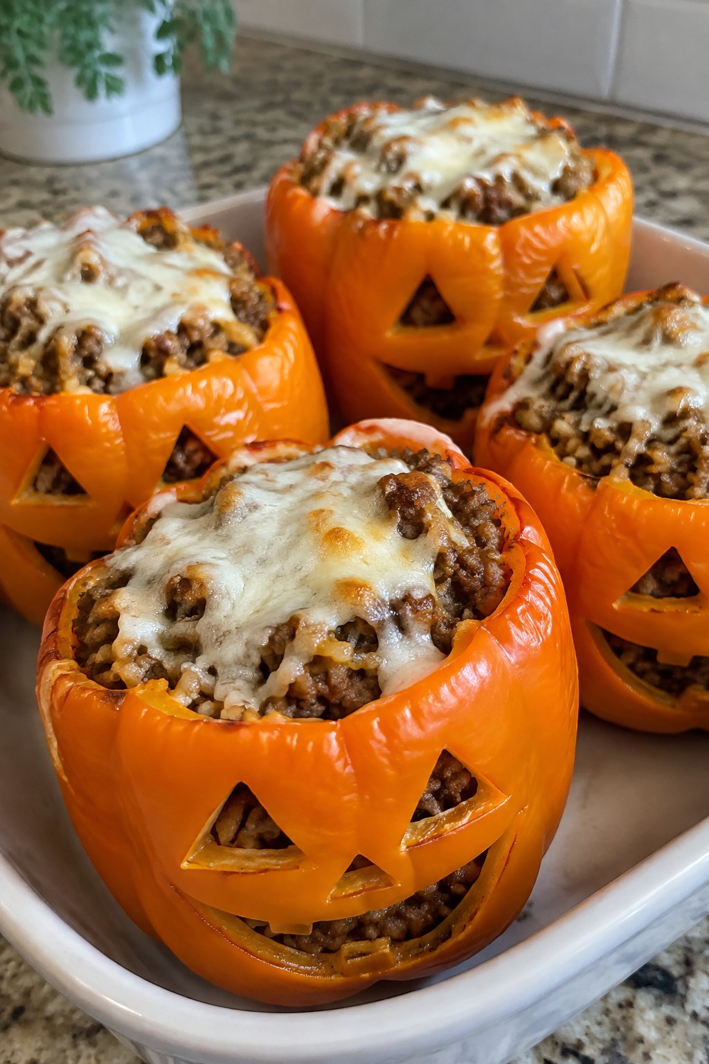 Jack-O'-Lantern Stuffed Bell Peppers