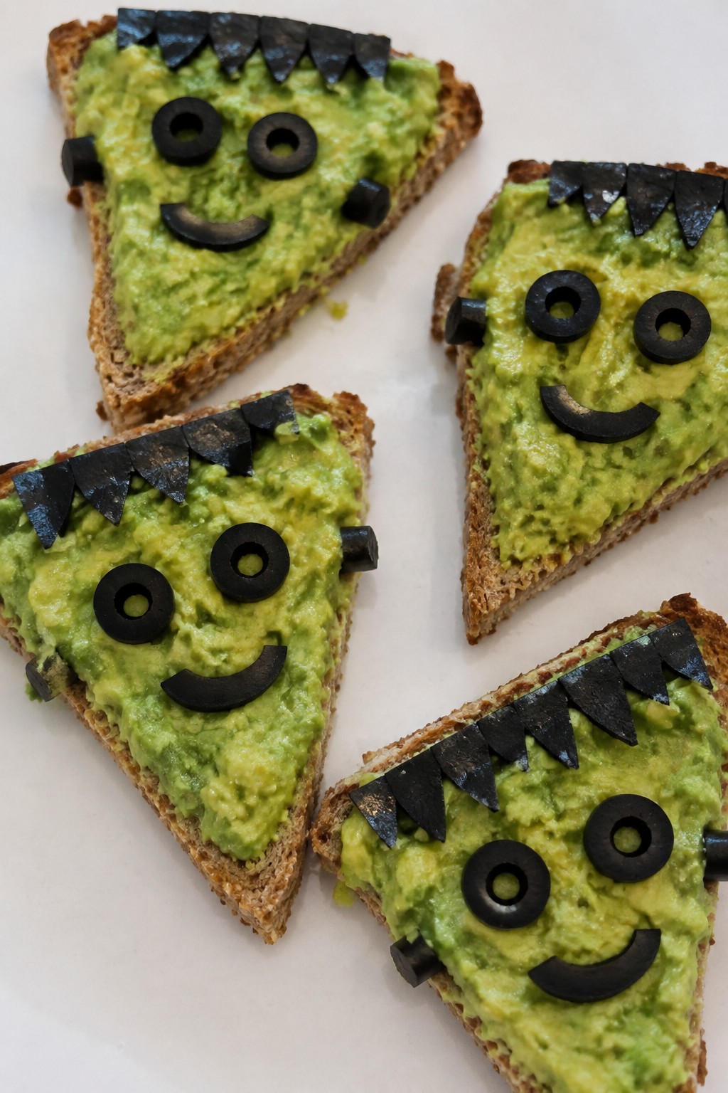 Frankenstein Avocado Toast Triangles