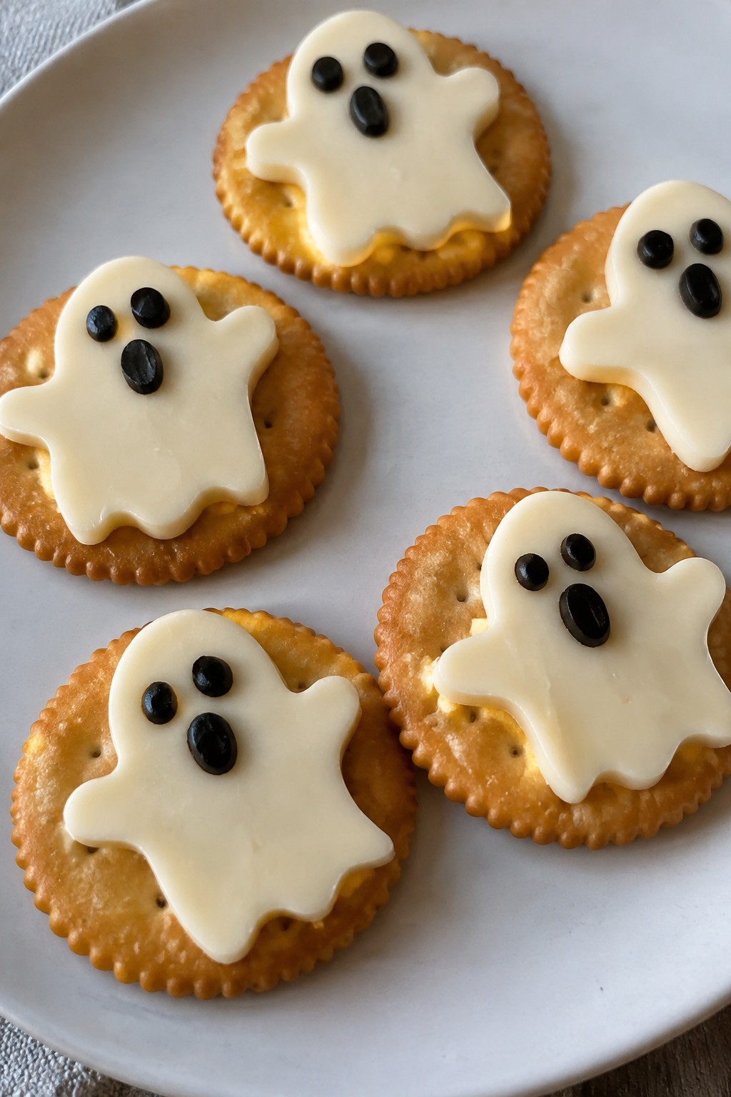 Ghostly Cheese and Cracker Bites