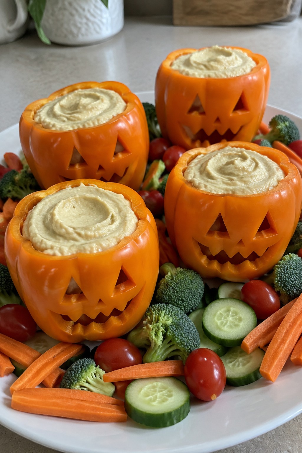 Jack-o'-Lantern Veggie Cups