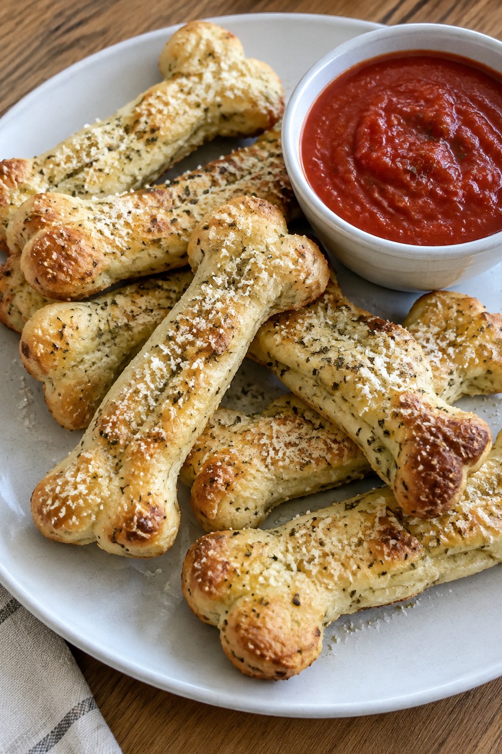 Skeleton Bone Breadsticks with Marinara