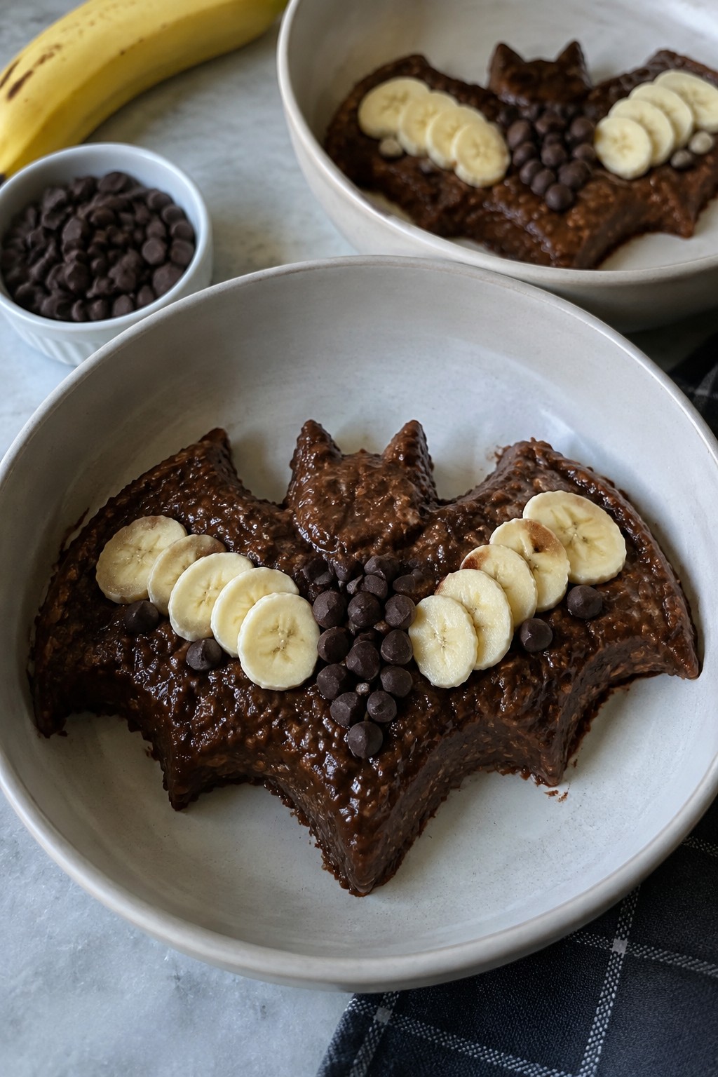 Bat-Shaped Chocolate Oatmeal Bowls