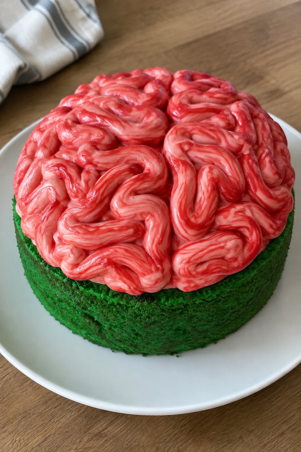 Zombie Brain Green Velvet Cake