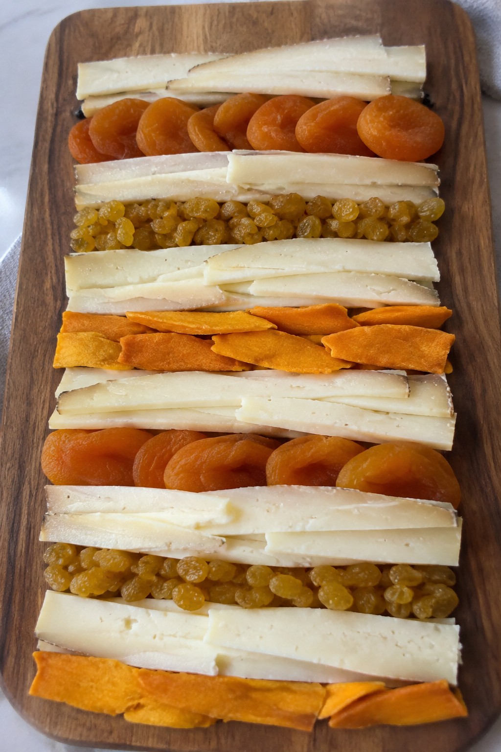 Candy Corn Layered Manchego and Dried Fruit Board