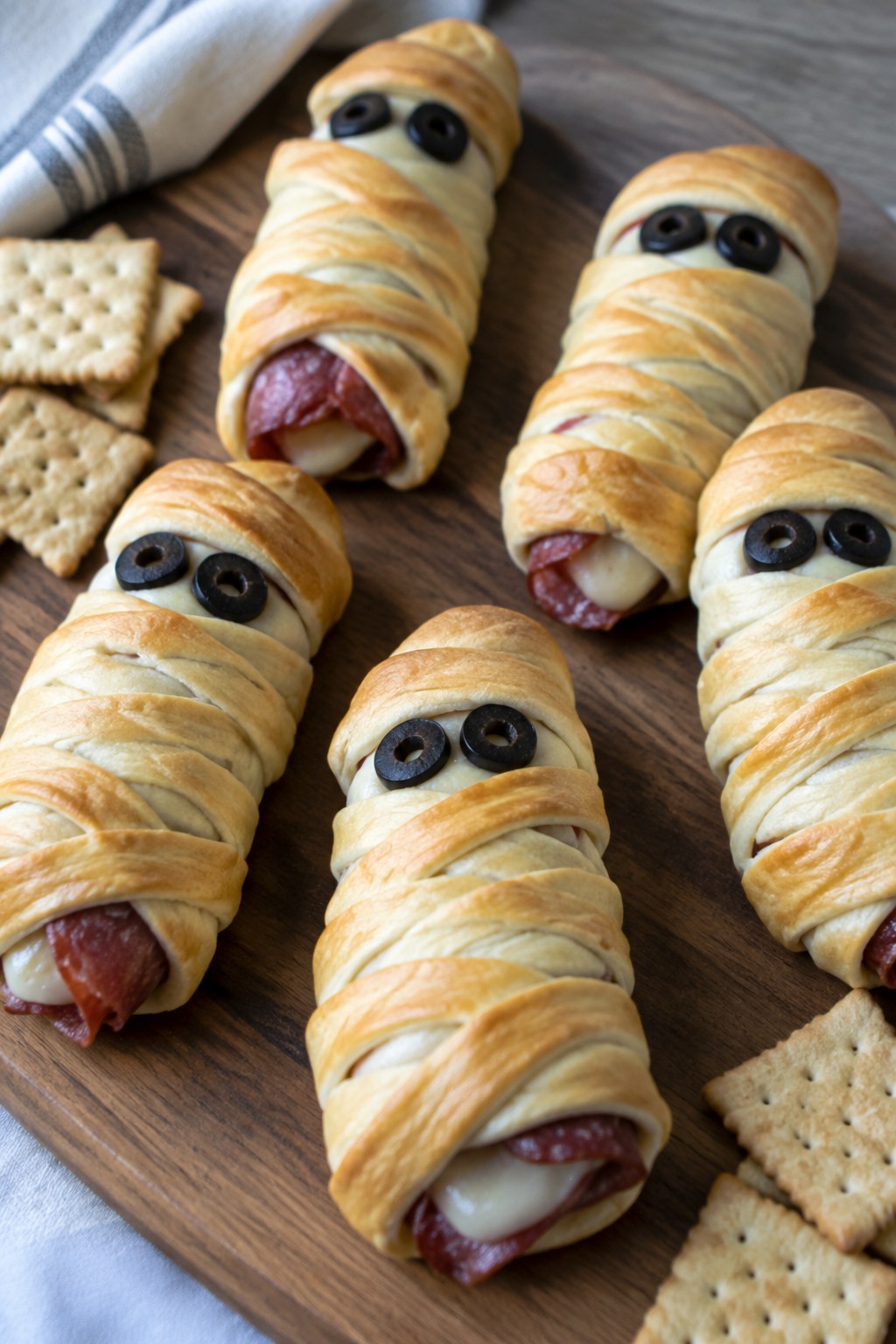Mummy-Wrapped Salami and Provolone Roll Board