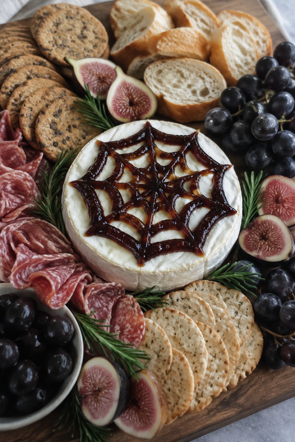Spiderweb Brie and Fig Jam Grazing Board