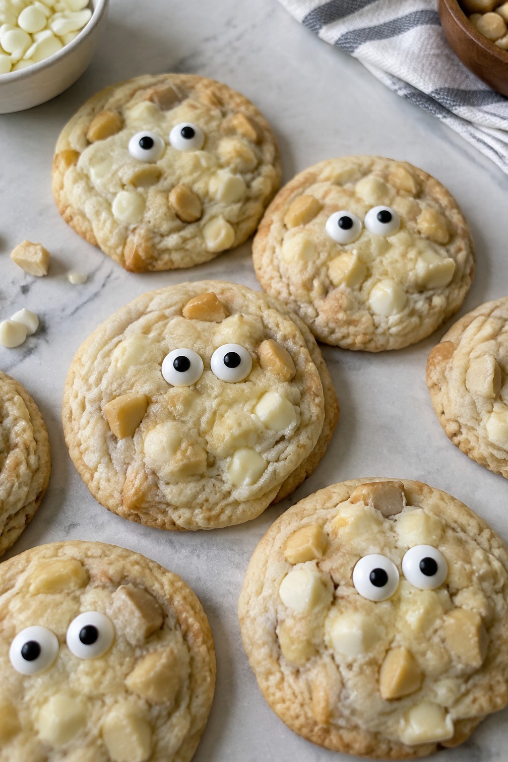 Ghostly White Chocolate Macadamia Cookies