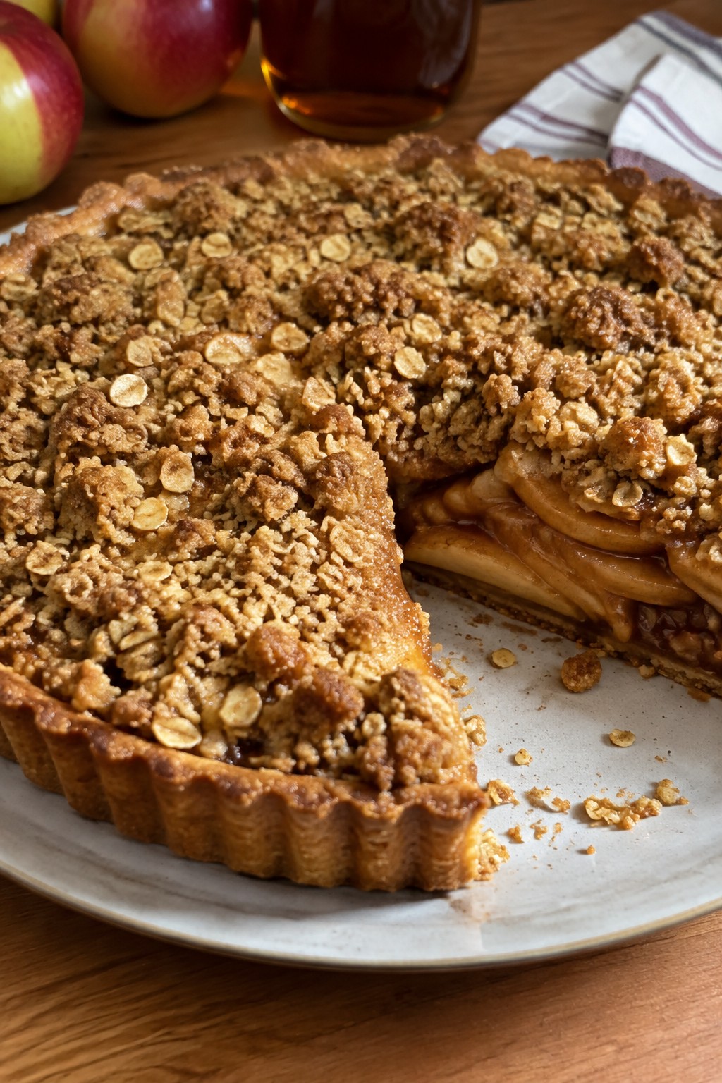 Spiced Dark Rum Apple Crumble Tart