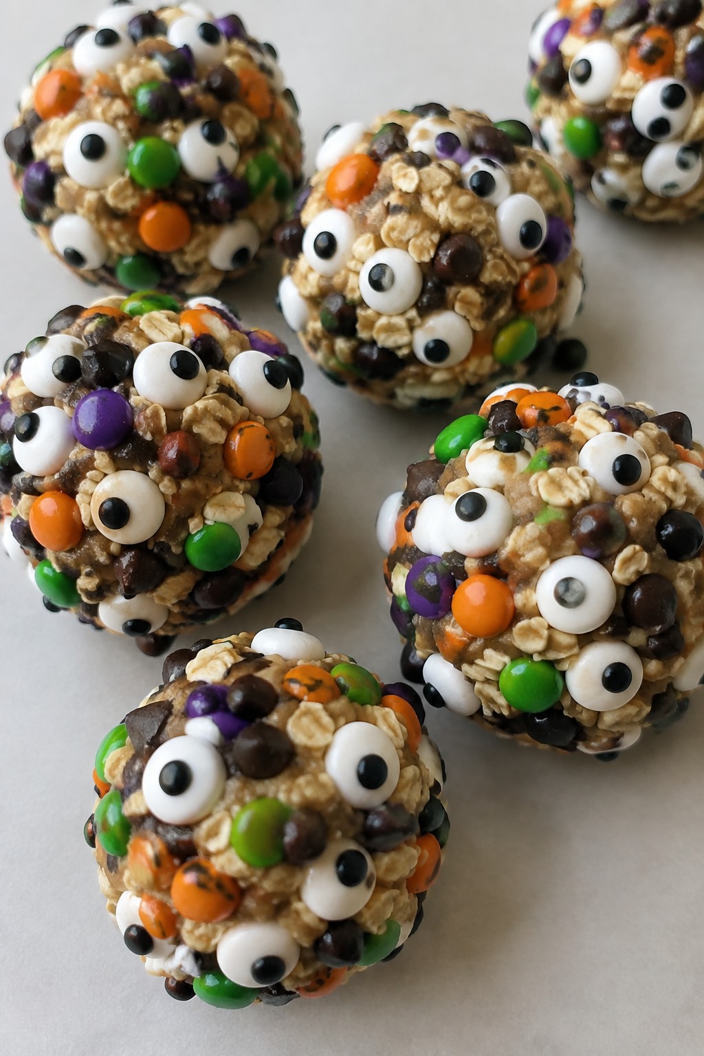Monster Cookie Dough Truffles Rolled in Candy Eyes