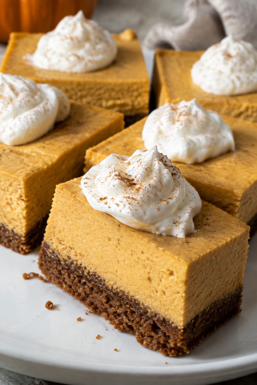 Pumpkin Cheesecake Bars with Gingersnap Crust