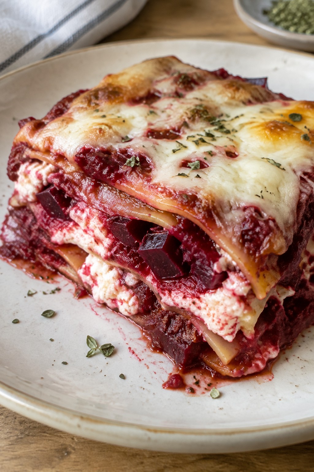 Bloody Beet and Ricotta Lasagna