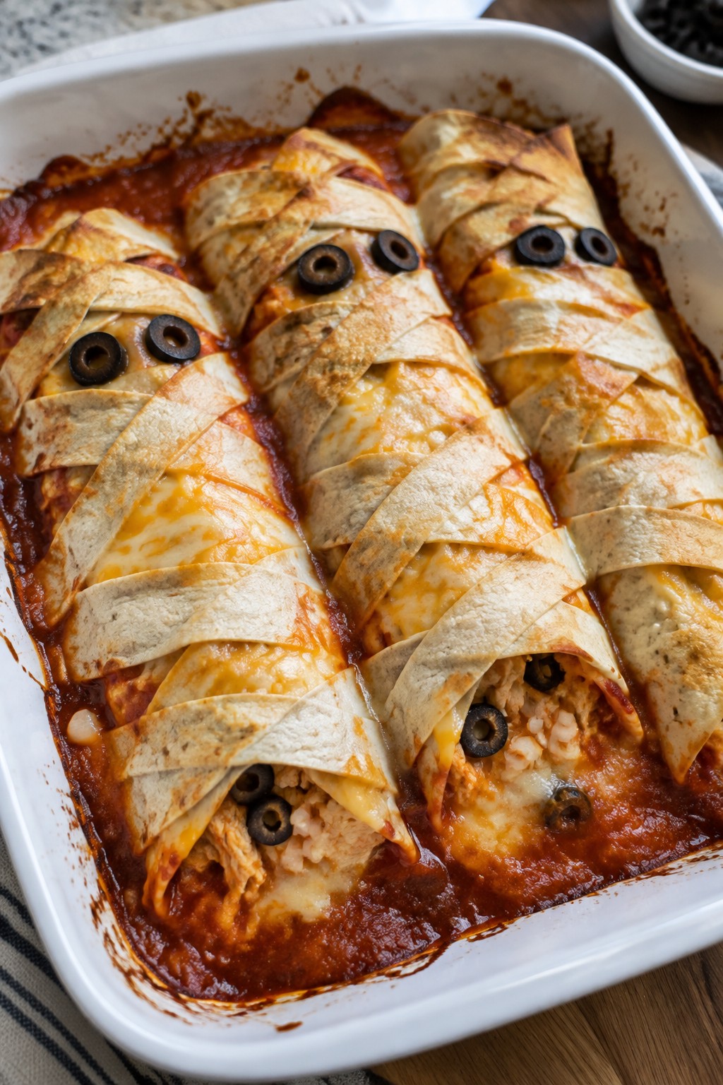 Mummy-Wrapped Chicken Enchiladas