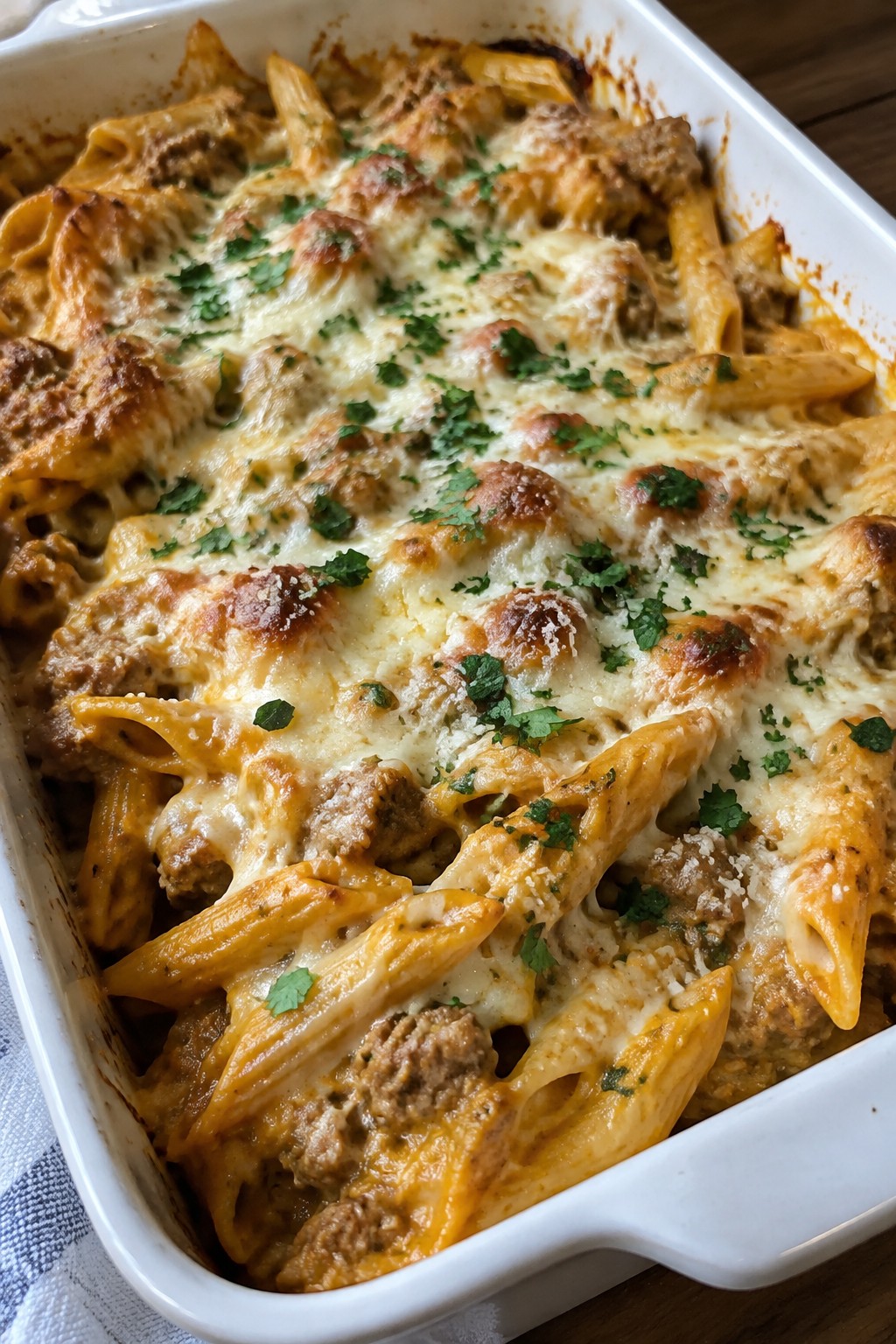 Spooky Sausage Pumpkin Pumpkin Pasta Bake