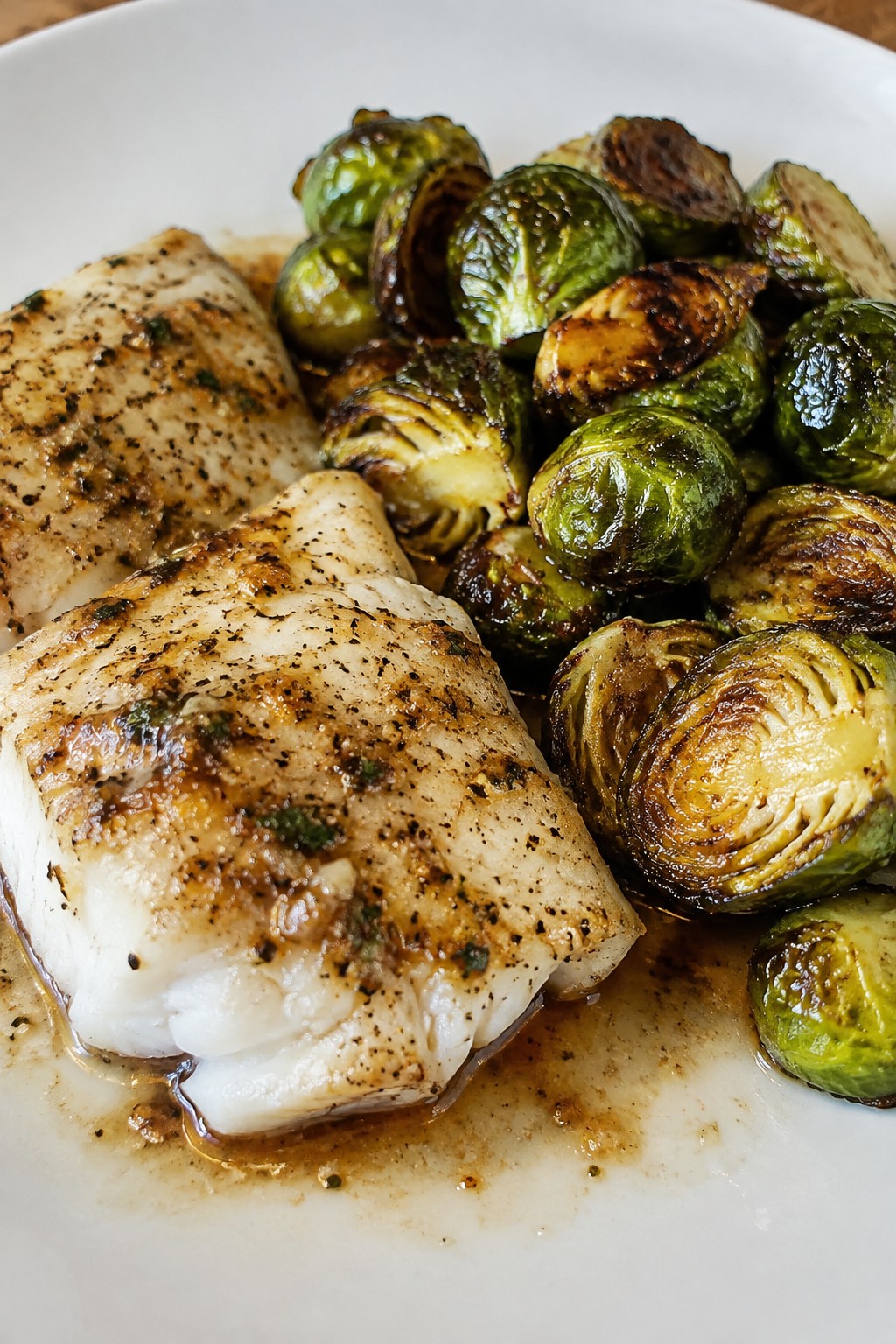 Baked Cod with Brown Butter and Roasted Brussels Sprouts