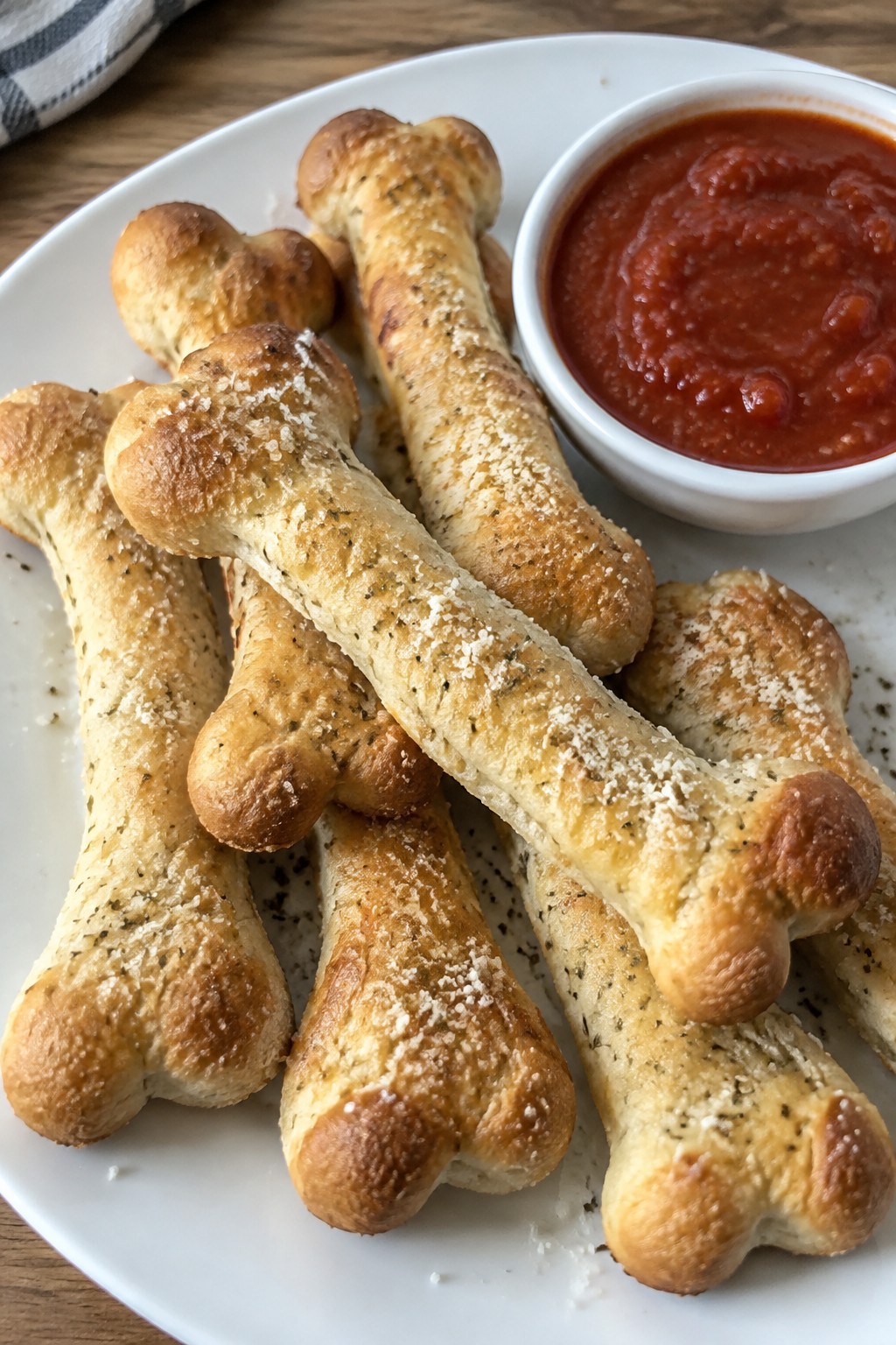 Skeleton Bone Breadsticks with Marinara