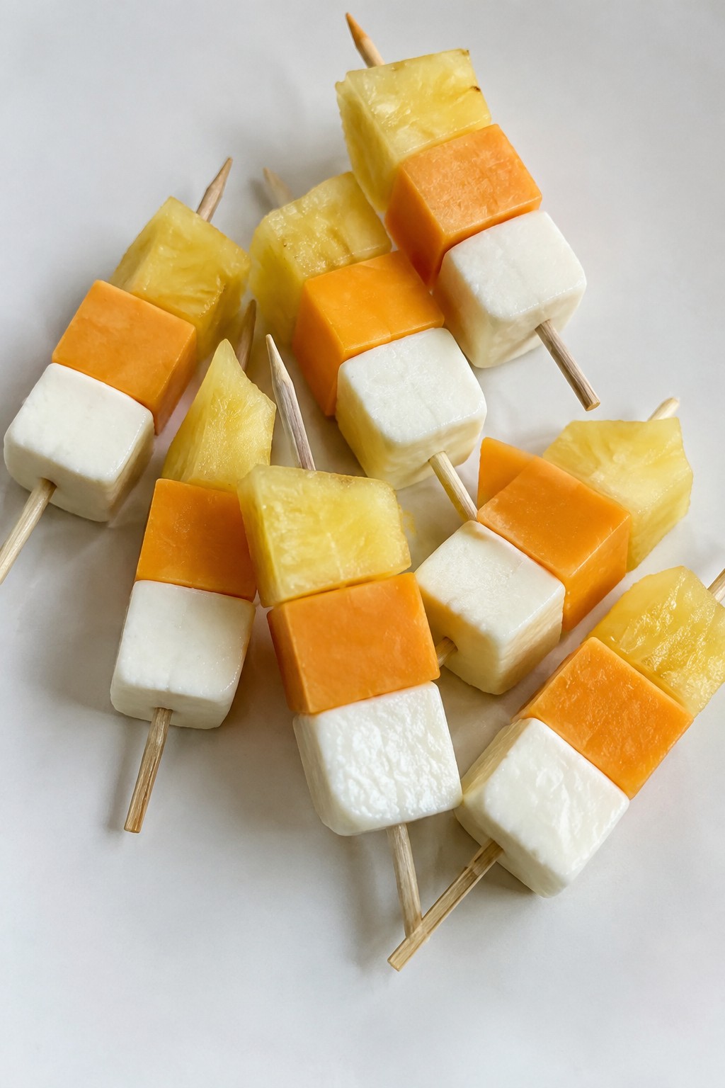 Candy Corn Fruit and Cheese Skewers