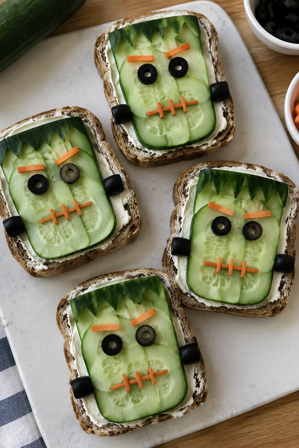Frankenstein Cucumber Sandwiches