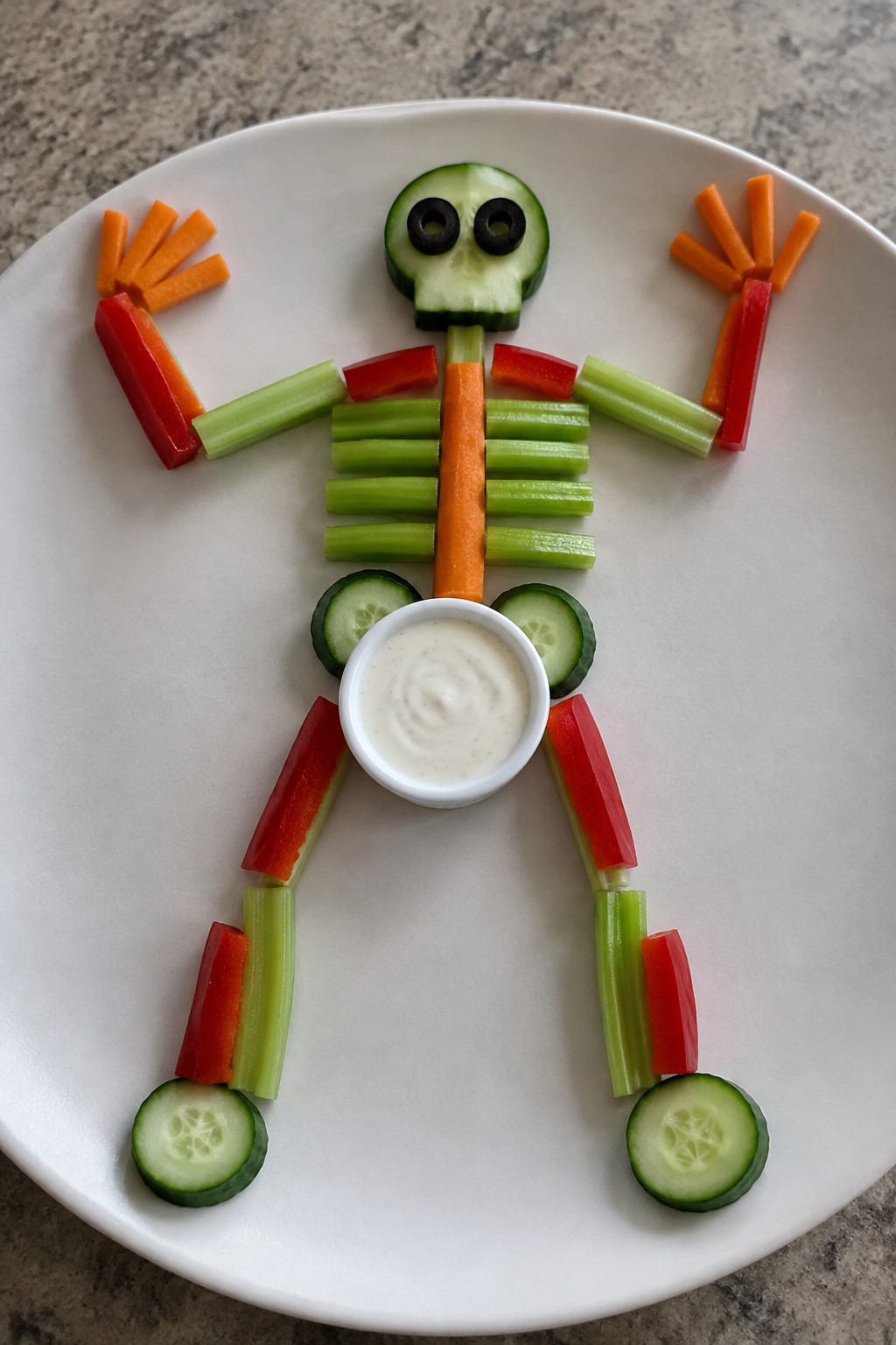 Skeleton Veggie Dippers with Ranch