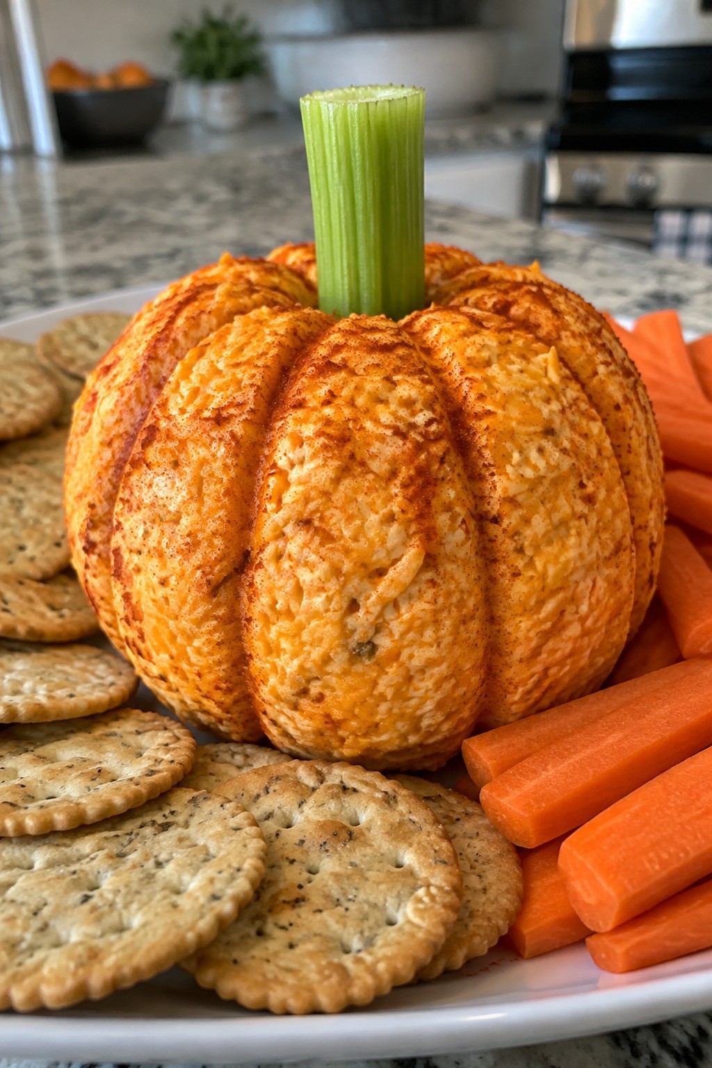 Pumpkin-Shaped Cheese Ball Platter