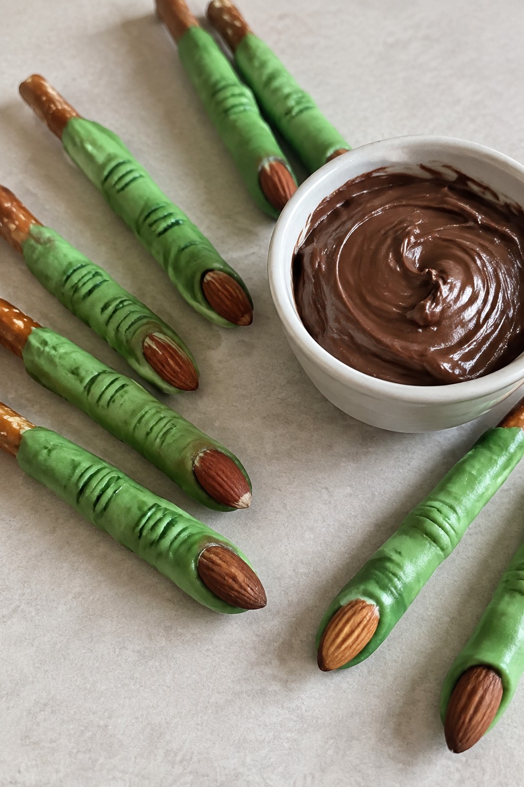 Witch Finger Pretzel Rods with Dip