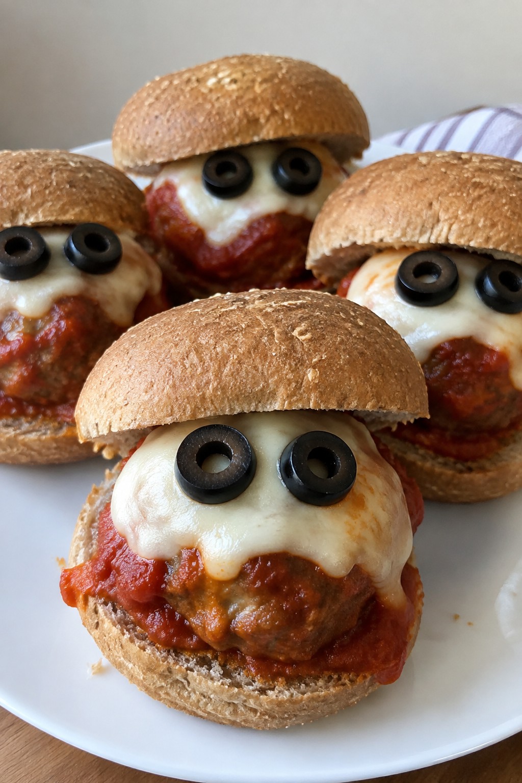 Monster Meatball Sliders on Whole Wheat Buns