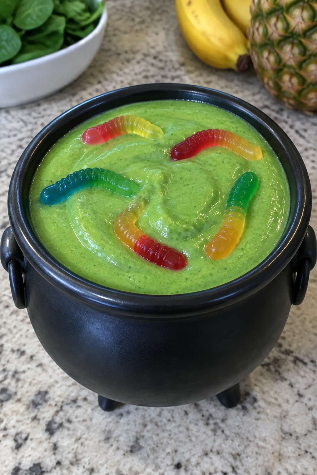 Cauldron Green Smoothie Punch with Gummies