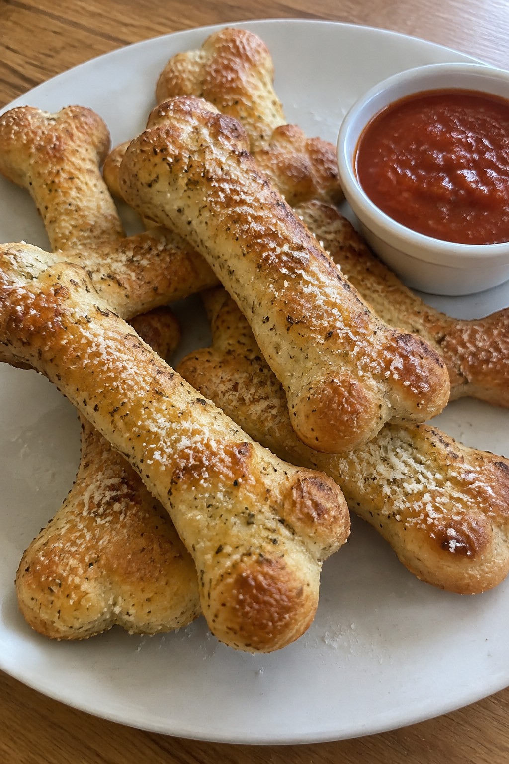 Skeleton Bone Breadsticks with Marinara