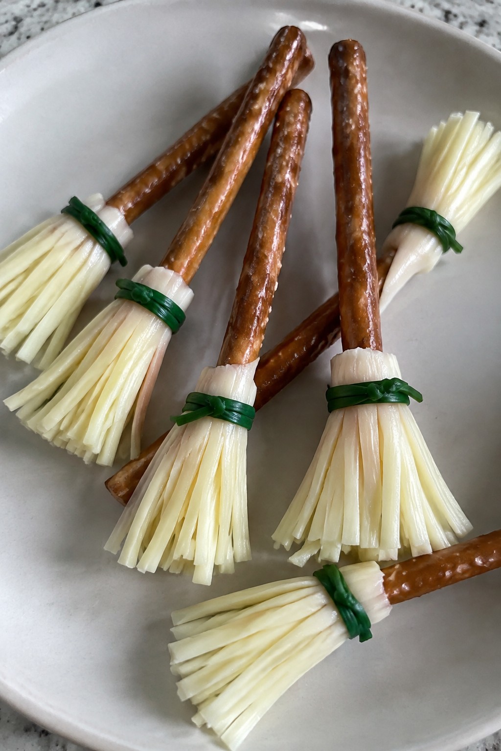 Witch's Broomstick Pretzels with String Cheese