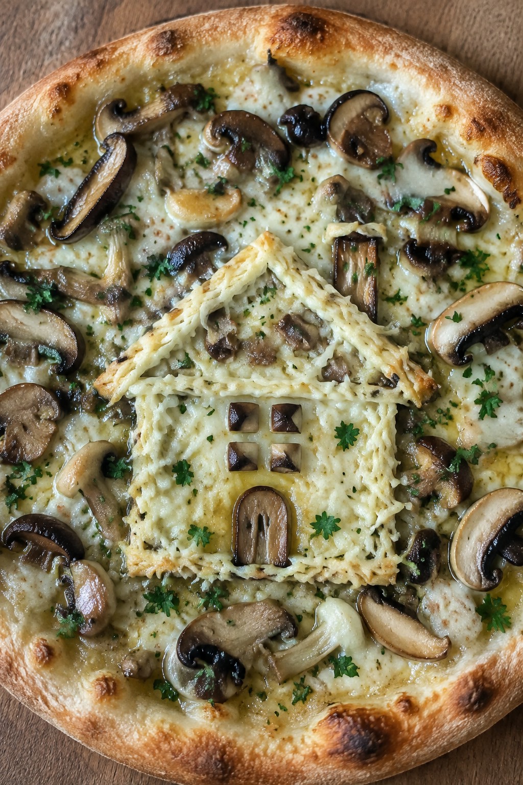 Haunted House Mushroom and Swiss Pizza