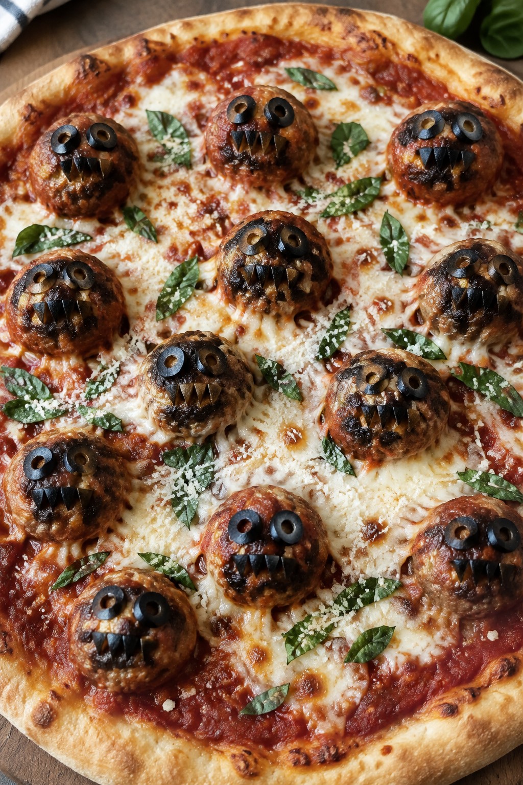 Monster Meatball Marinara Pizza