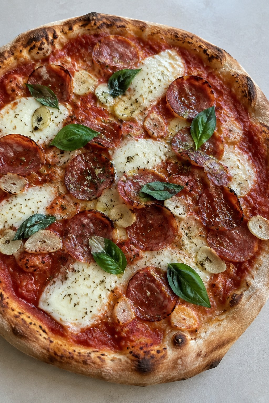 Vampire Garlic Tomato and Salami Pizza