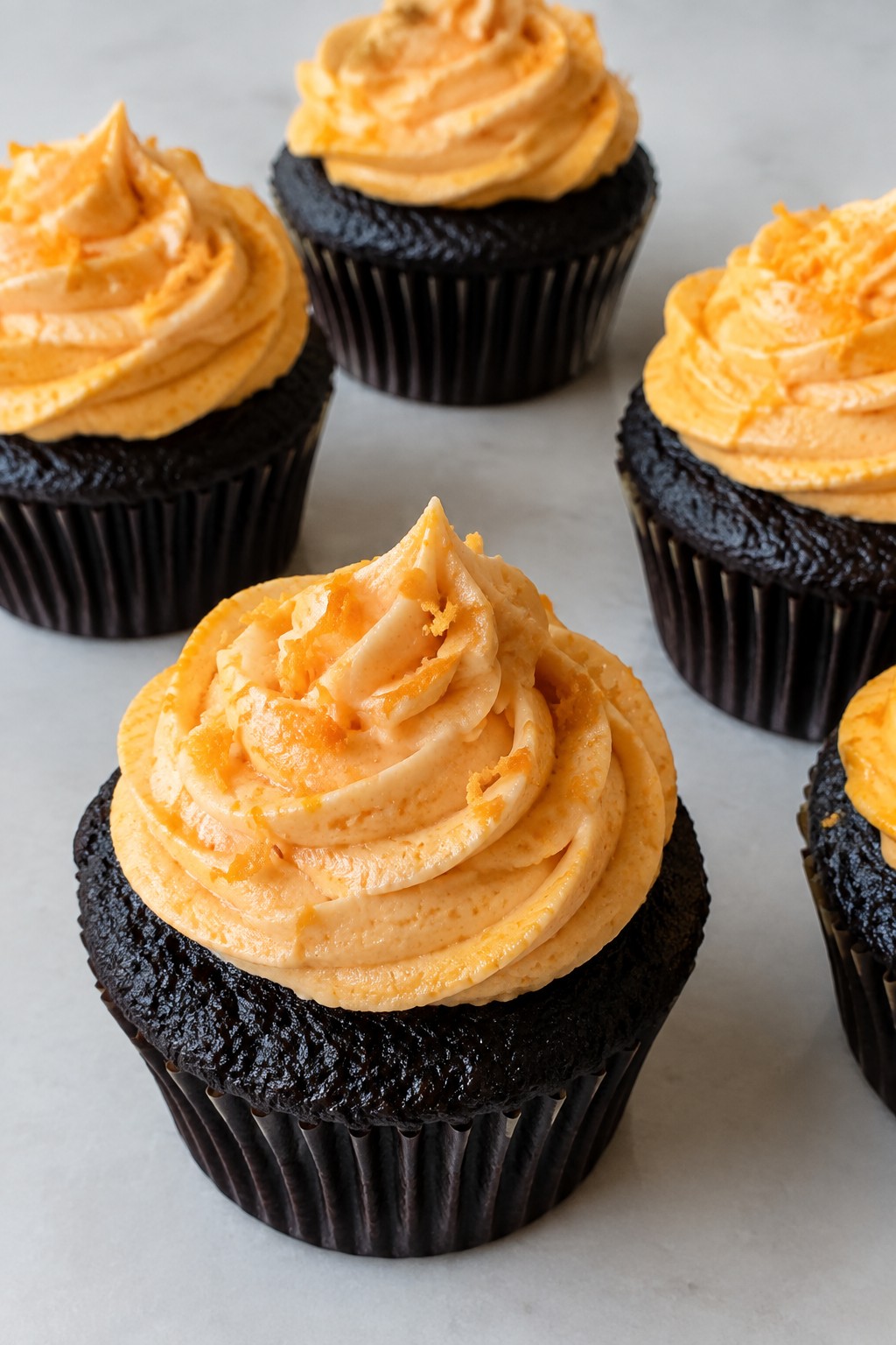 Black Cat Chocolate Cupcakes with Orange Cream Cheese Frosting