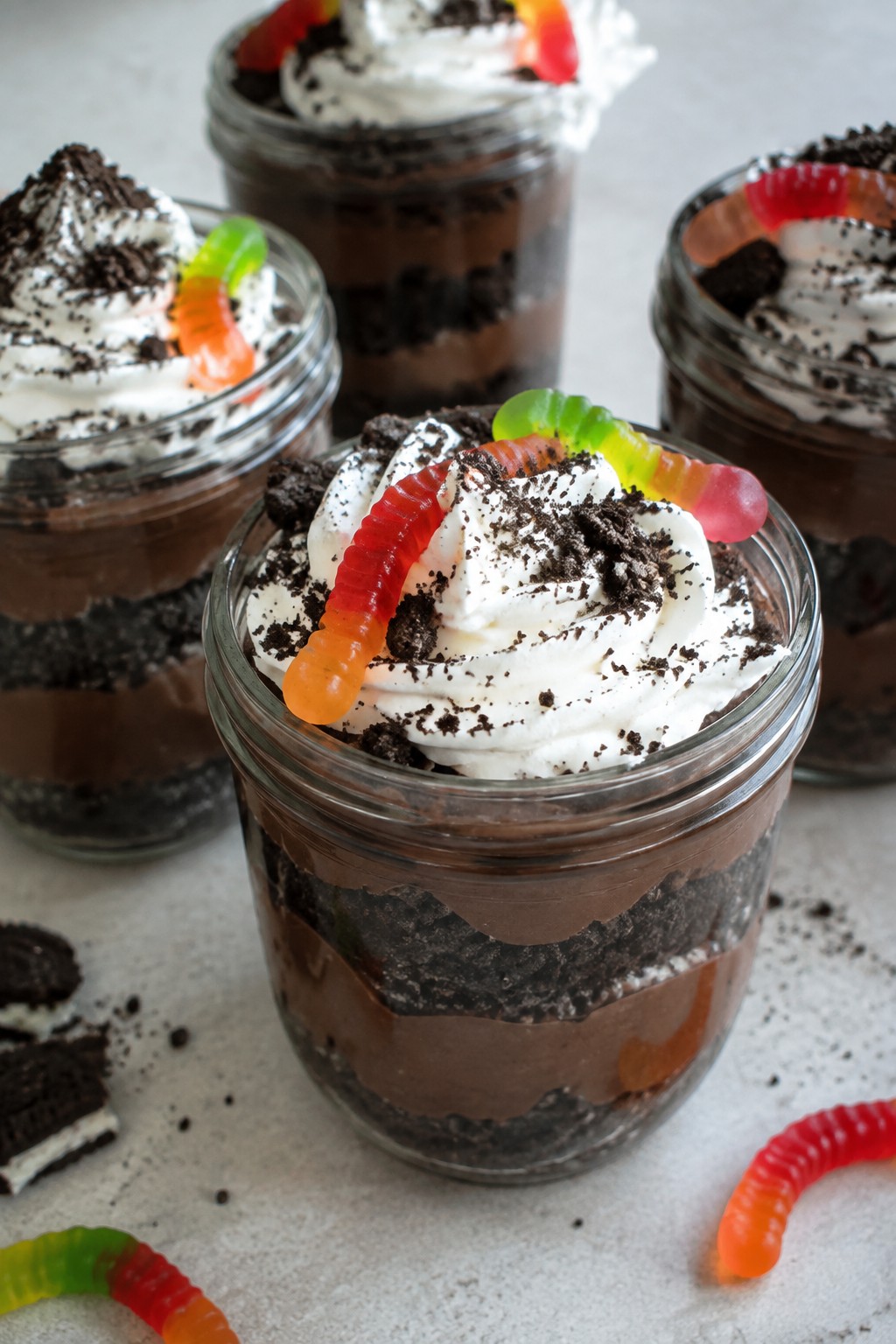 Graveyard Dirt Pudding Parfaits with Chocolate Cookies