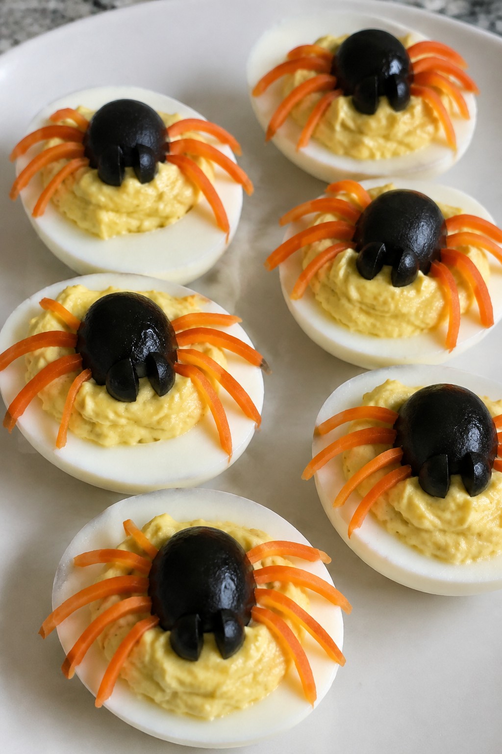 Monster Claw Deviled Eggs with Olive Spiders