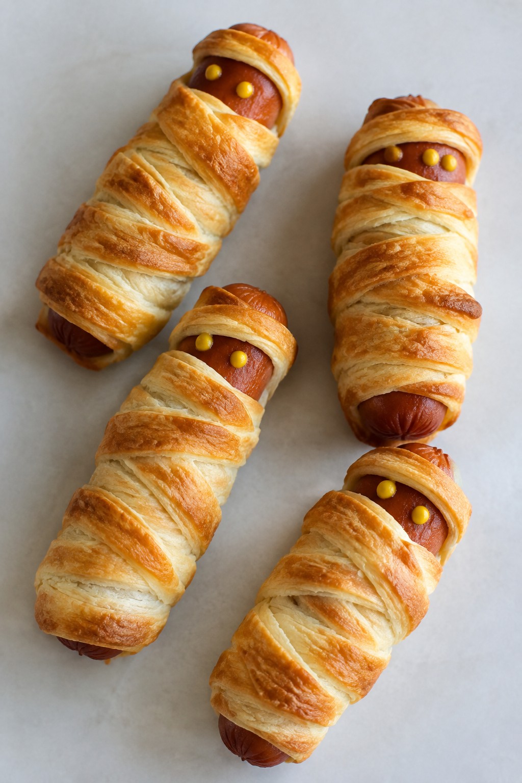 Mummy Hot Dogs Wrapped in Crescent Dough
