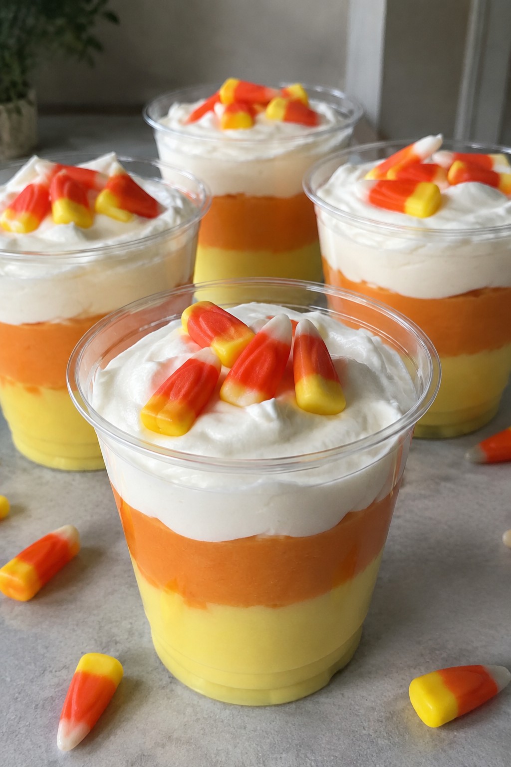 Candy Corn Layered Pudding Cups
