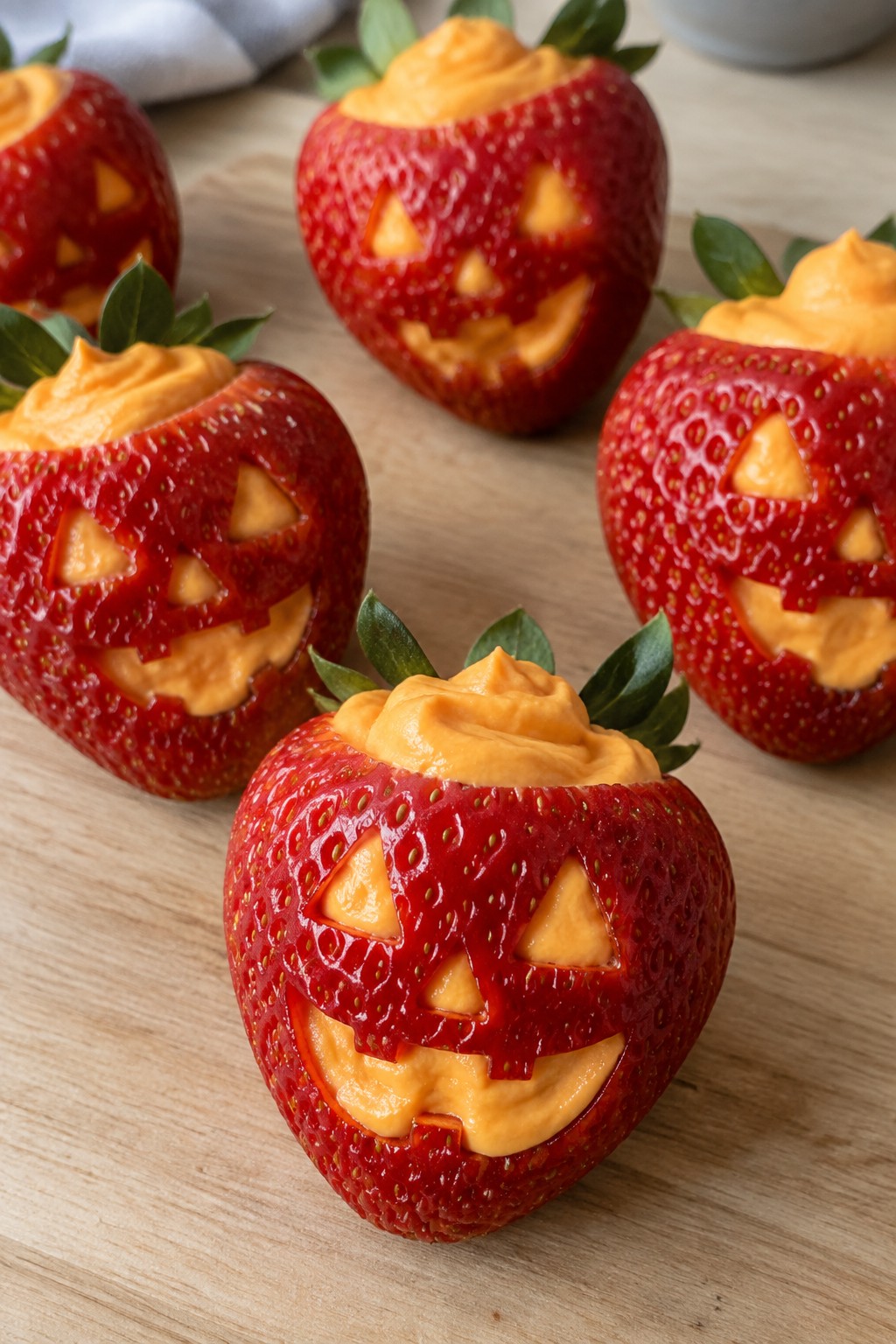 Jack-o’-Lantern Stuffed Strawberries