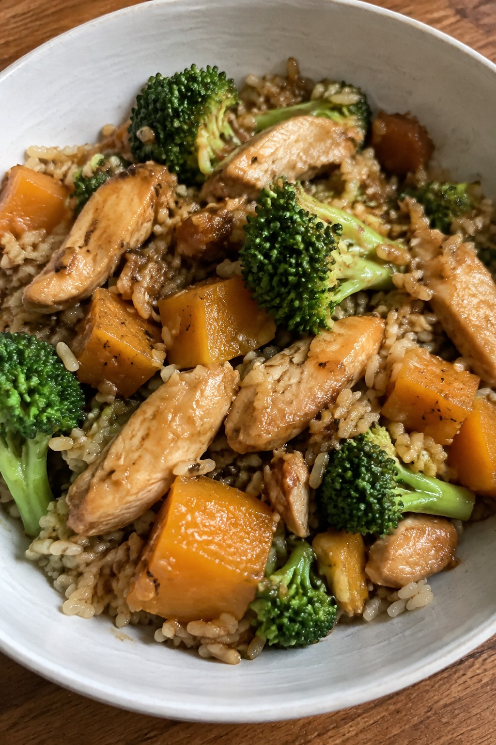 Chicken Pumpkin Stir-Fry with Broccoli and Brown Rice