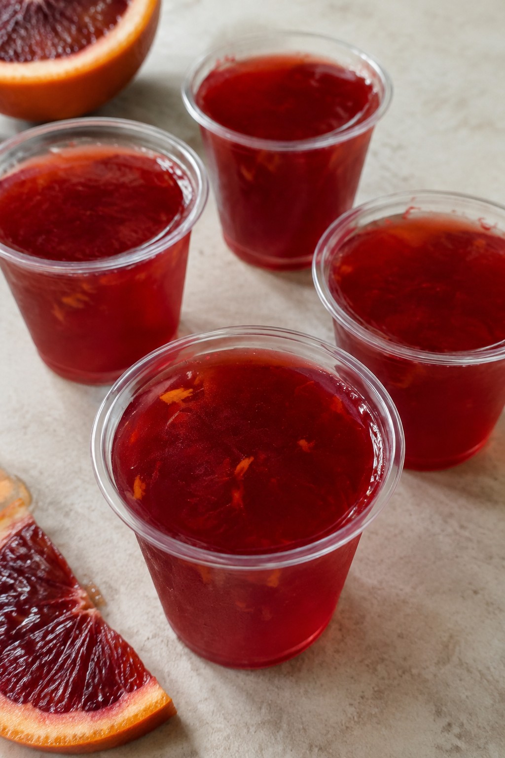 Blood Orange Mezcal Zombie Jello Shots