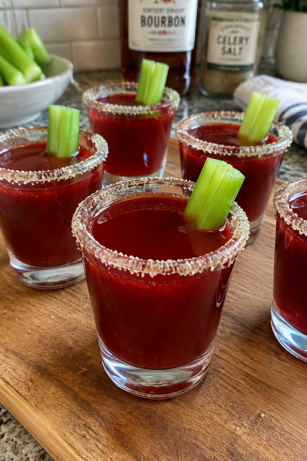 Cranberry Bourbon Bloody Mary Jello Shots