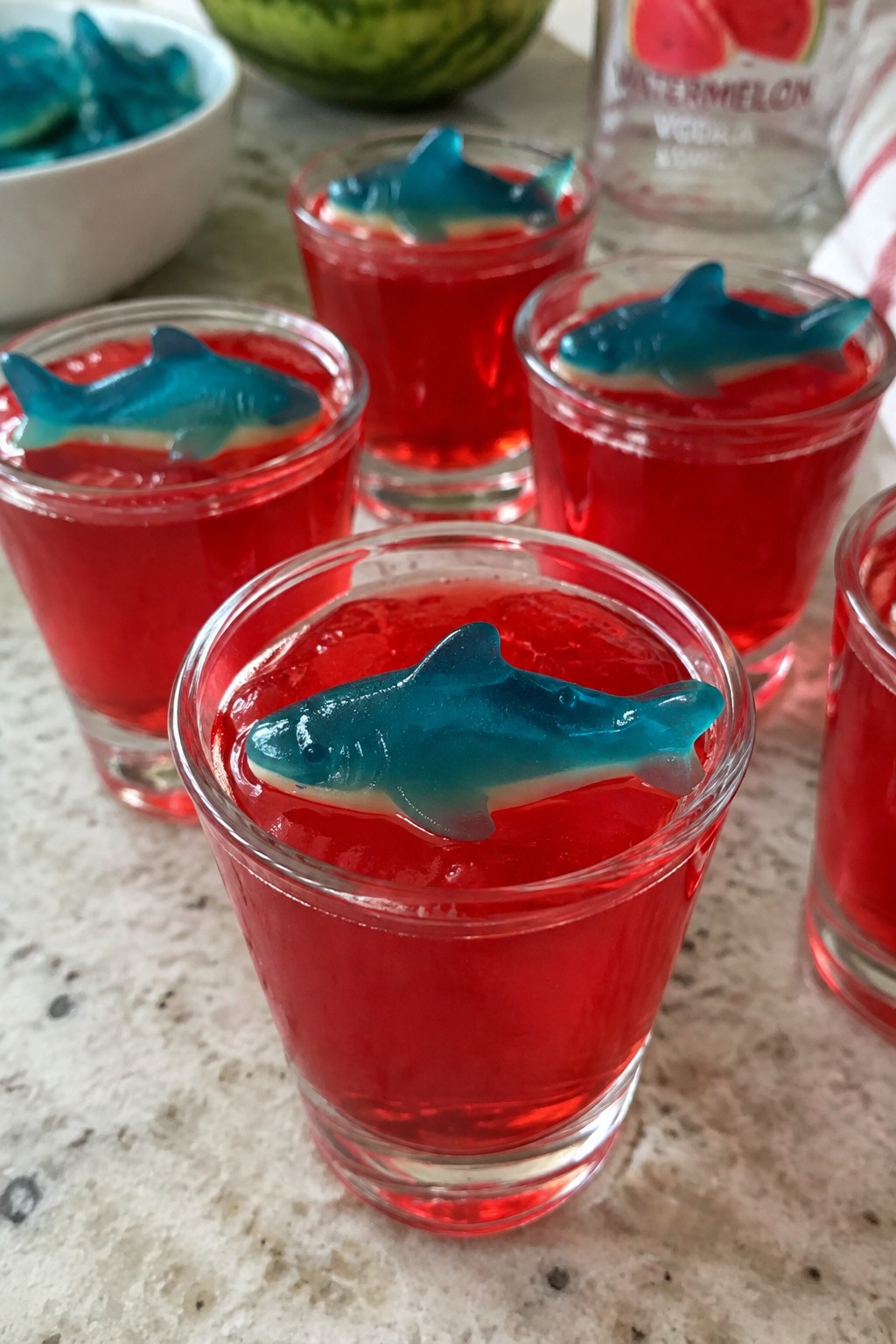 Watermelon Vodka Shark Bite Jello Shots