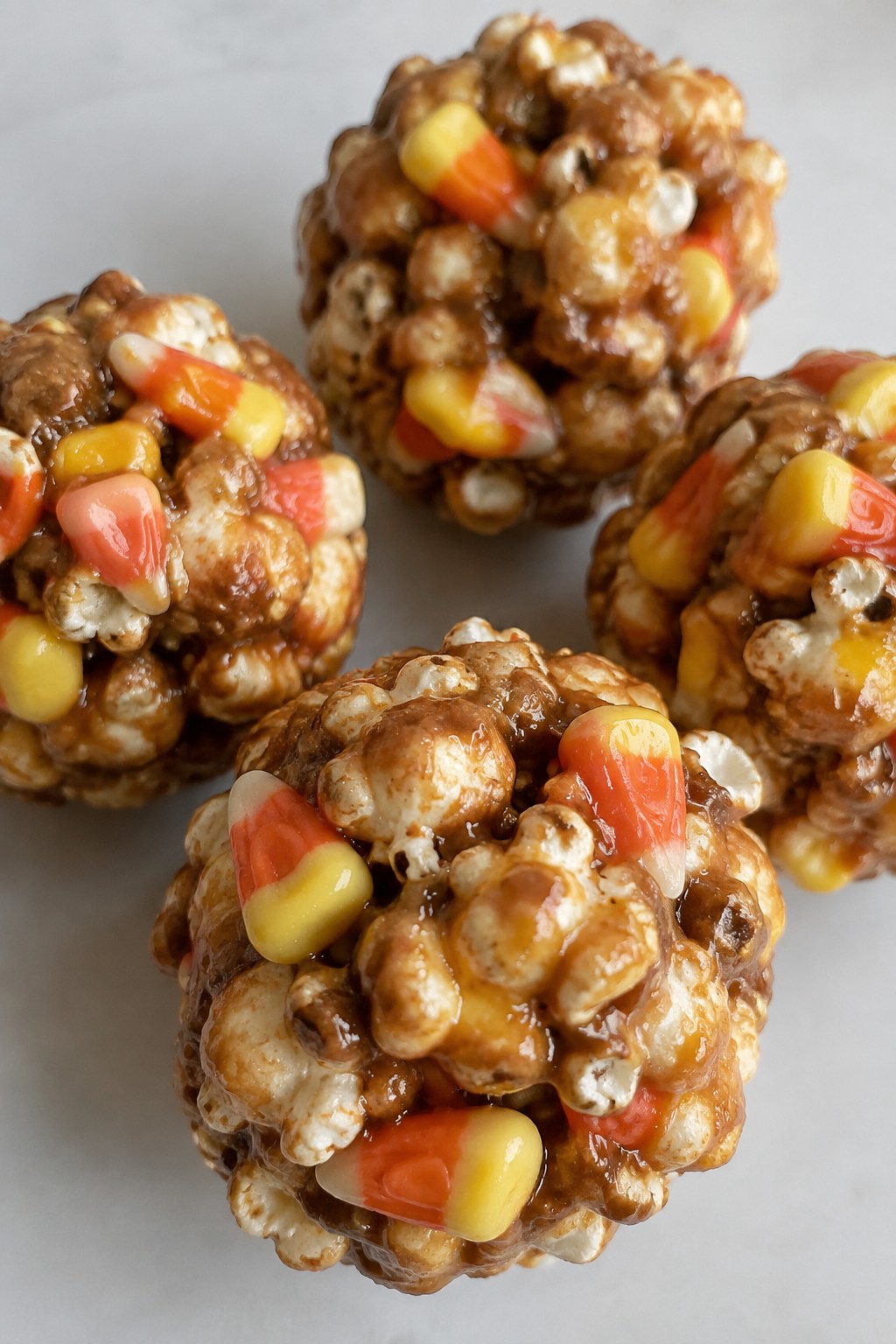 Candy Corn Caramel Popcorn Balls