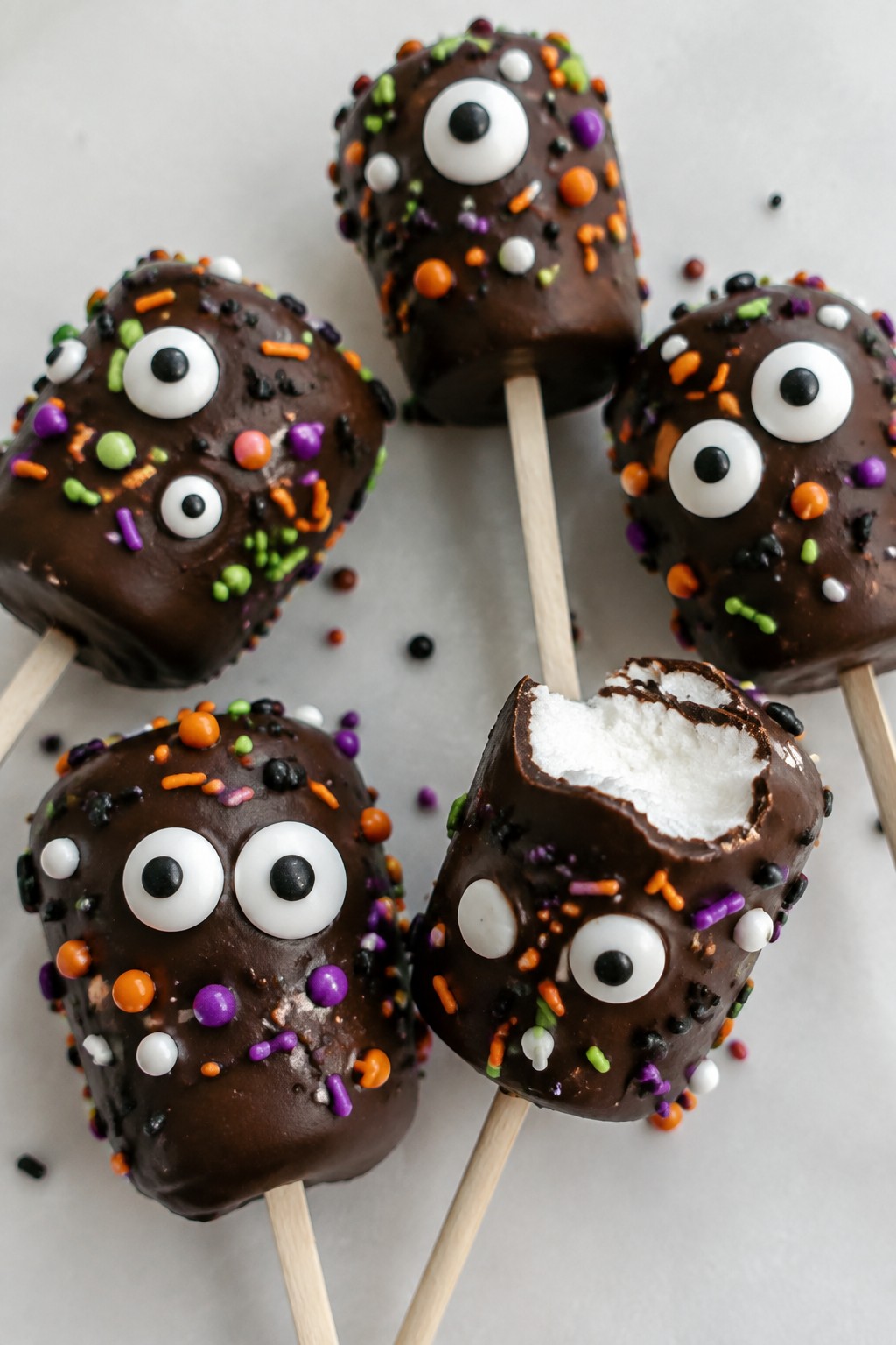 Chocolate-Dipped Monster Marshmallow Pops