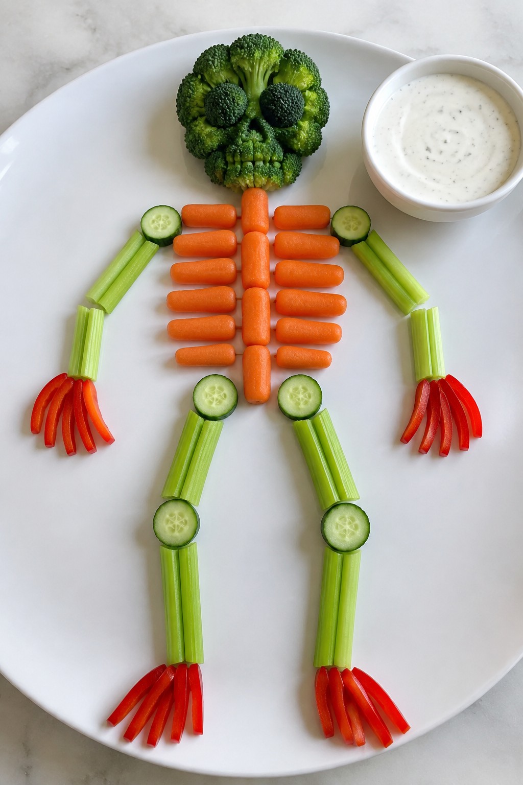 Skeleton Veggie Platter with Ranch
