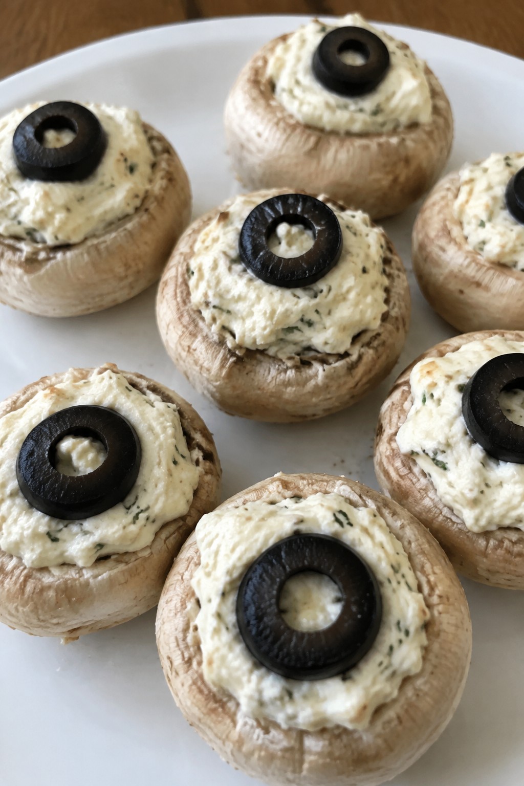 Spooky Stuffed Mushroom Eyeballs